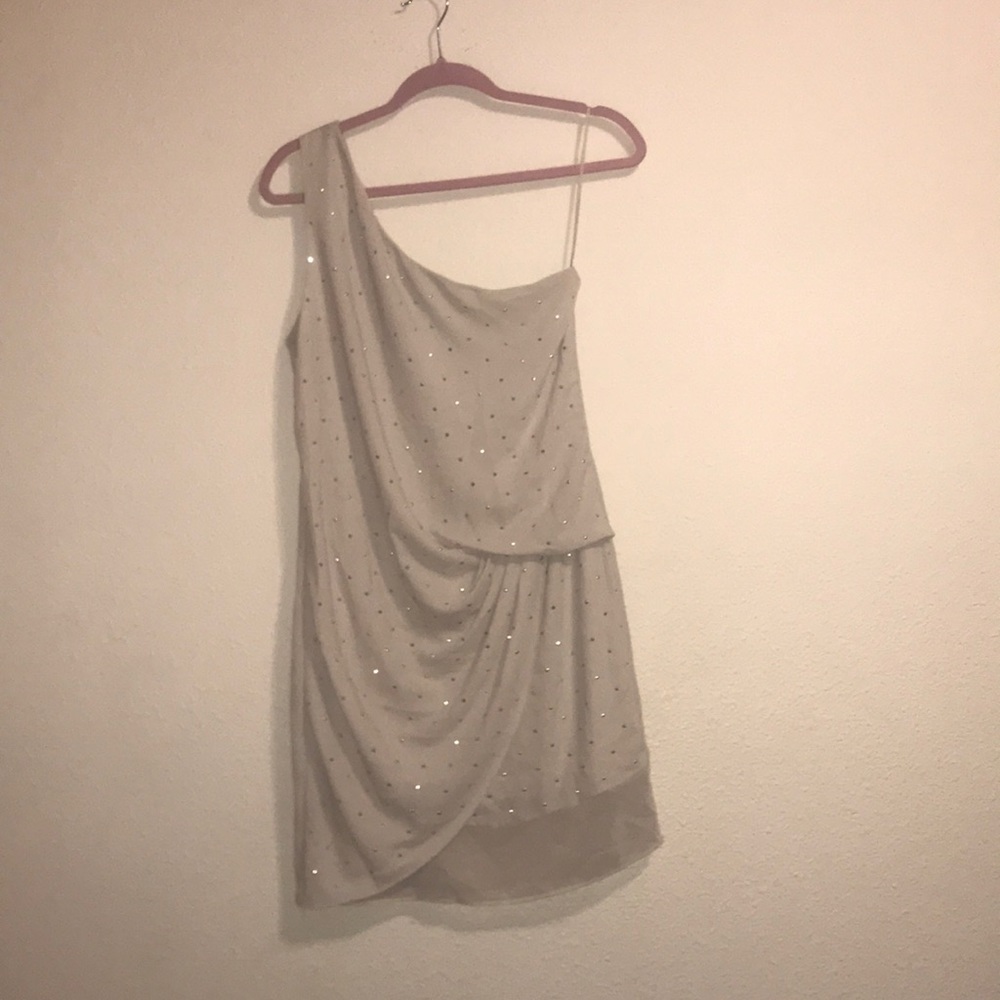 Express Single Shoulder Taupe Cocktail Dress